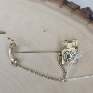 Avon Vintage Telephone Stick Pin / Brooch 80s Rotary Phone GUC